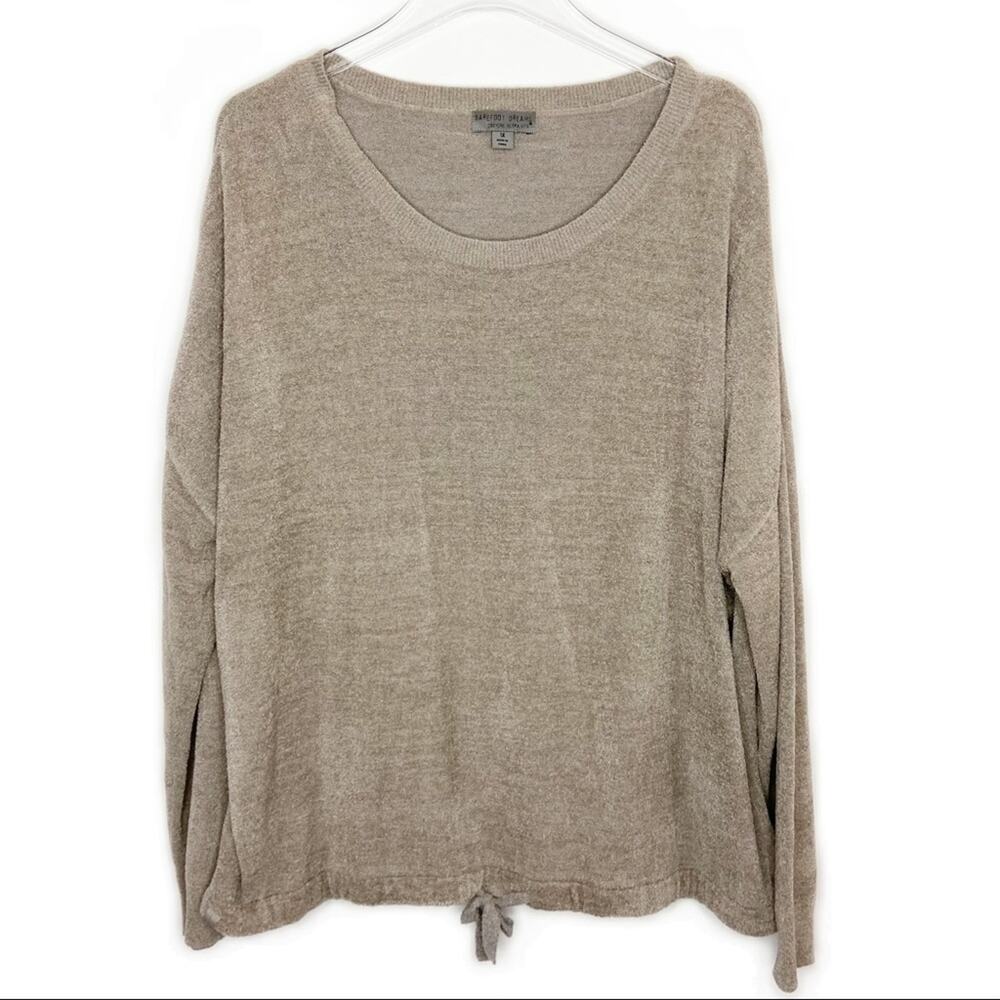 Barefoot Dreams Cozychic Ultralite Slouchy Pullover Sweater Taupe Sz 1X